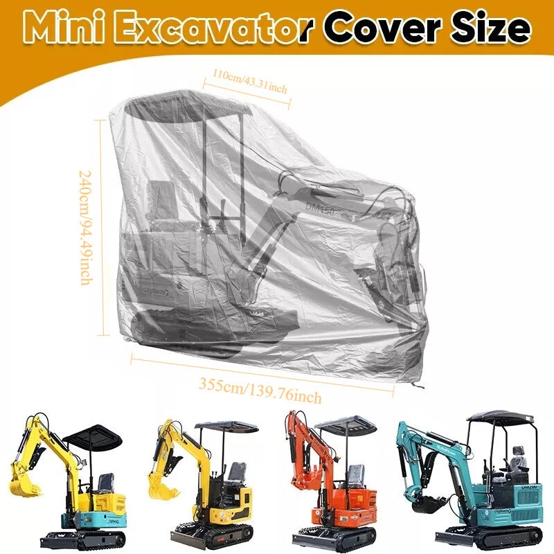 Mini Excavator Cover for 0.8T-2T (Rain, Sun, Freeze, Hail Resistant)