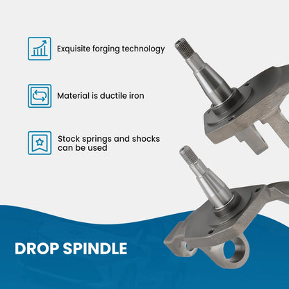 2X 2.5" Drop Spindle for VW Beetle (1966–1977) Ball Joint Drum Brake