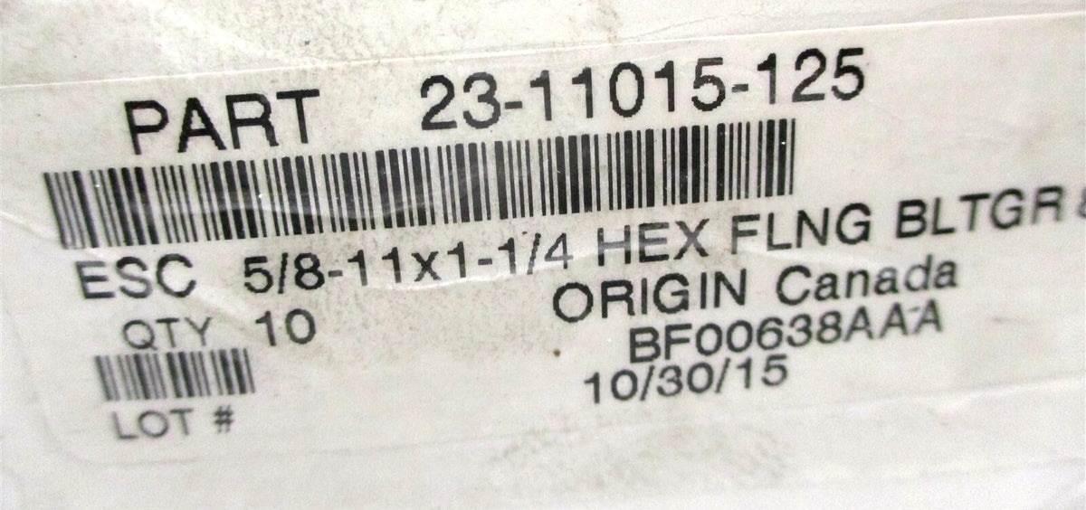 Set of 10 Grade 8 Hex Head Flange Bolts 5/8-11 x 1-1/4 Coarse Thread