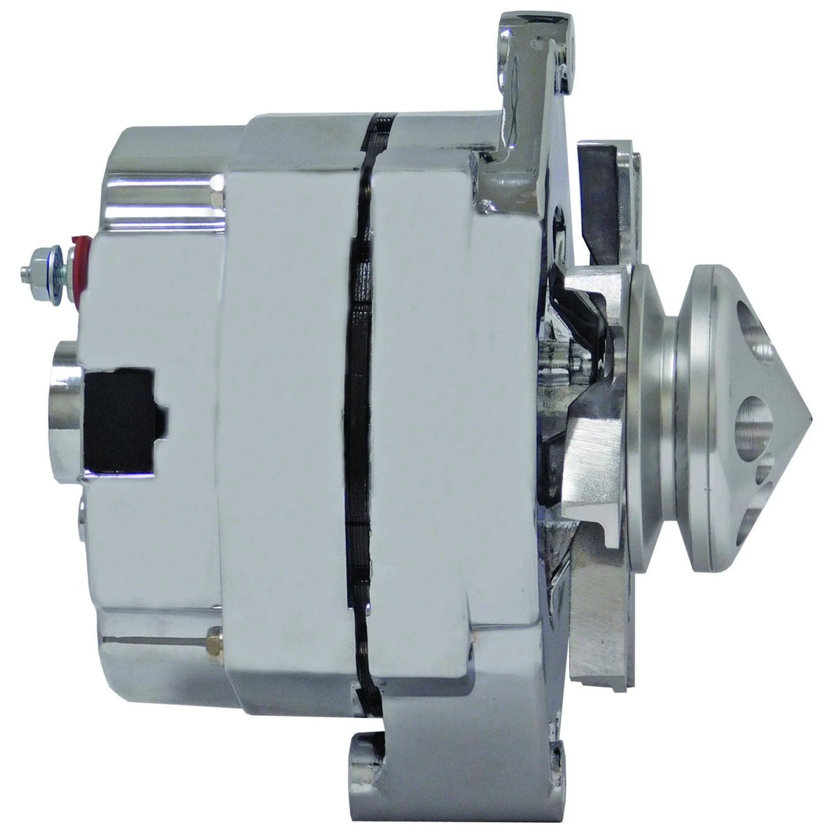 Chrome Plated 10SI Alternator with Billet Pulley for HD Delco (100Amp)