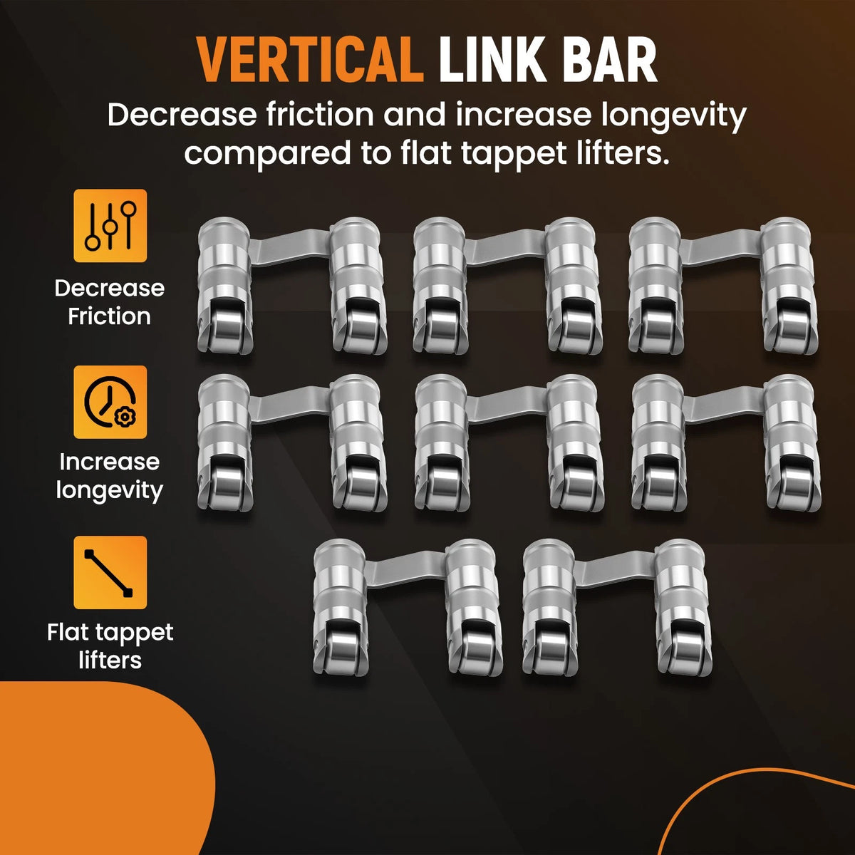 8 Pairs Hydraulic Roller Lifters for Chevy Big Block BBC 396 454 402