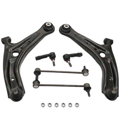 6PCS Steering Kit Control Arms Tie Rods Sway Bar Links for Ford Fiesta (2011–2019)