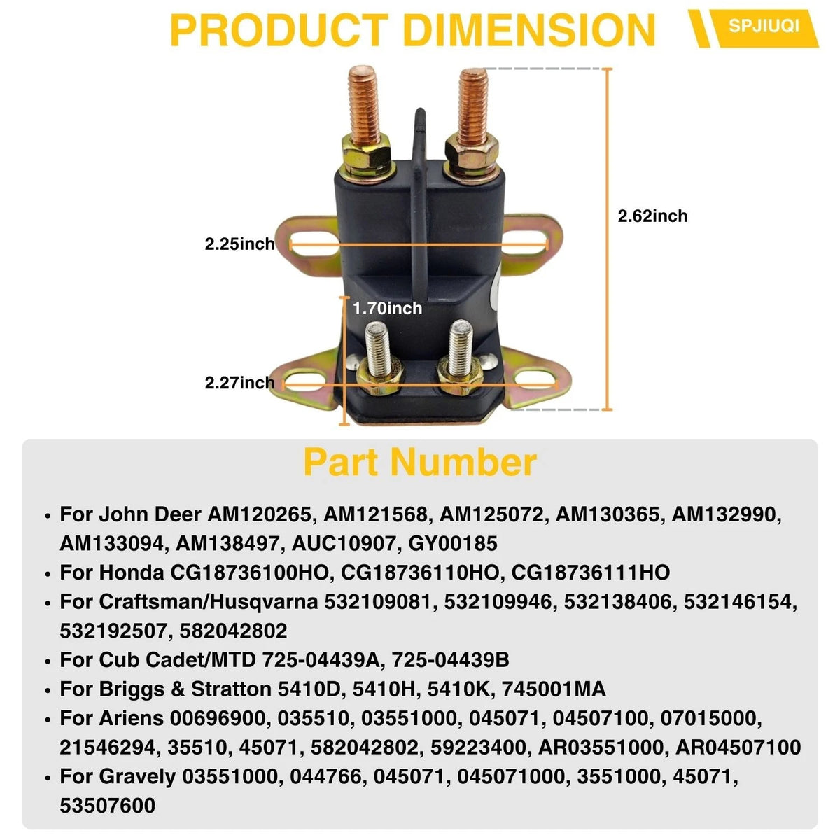 Starter Relay Solenoid AM130365 for John Deere L100 L110 L118 L120 L130 GX85 (2001–2009)