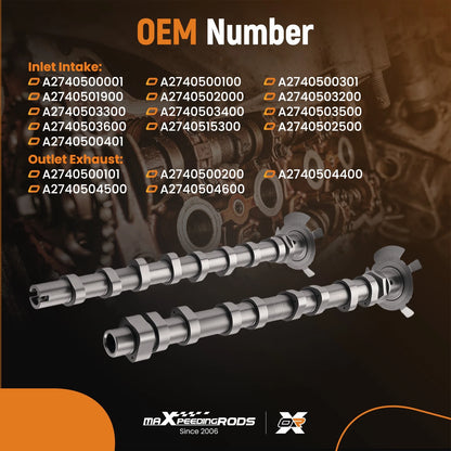 Intake & Exhaust Camshafts for Mercedes M274 GLC200 GLC250 GLC300 (2015–2018)