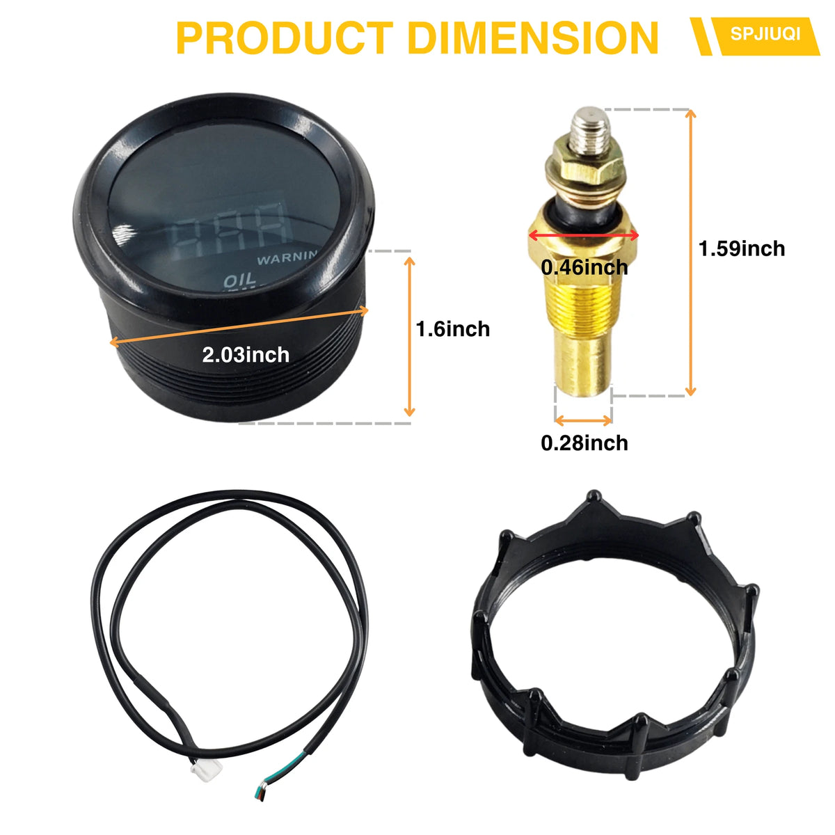 Digital LED Oil Temperature Gauge 2" 52mm with Sensor Harness for Universal