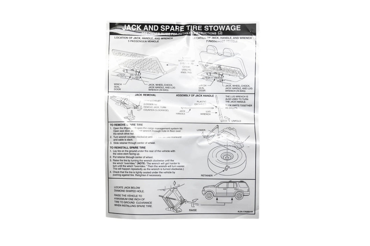Jack Operation Decal for Ford (2004–2004) 4L2Z-17A083-A