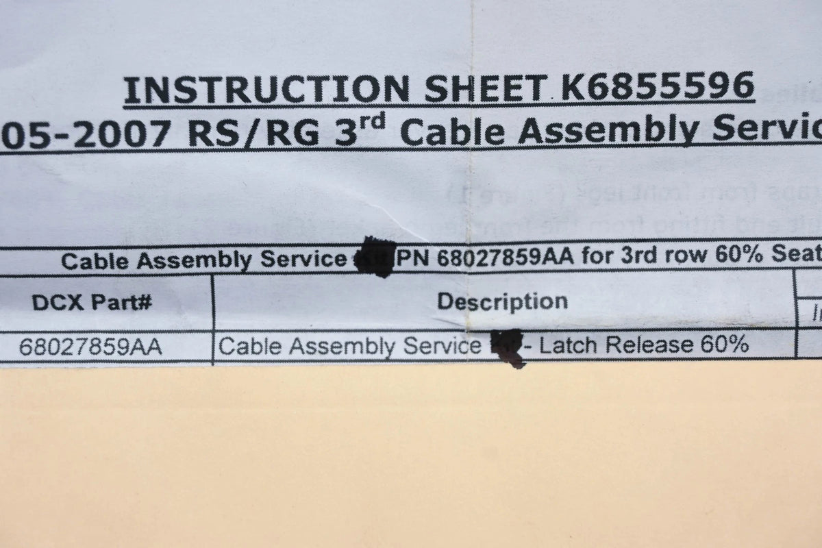 Latch Release Cable Assembly for Mopar (68027859AA)