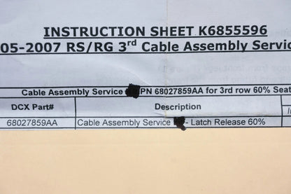 Latch Release Cable Assembly for Mopar (68027859AA)