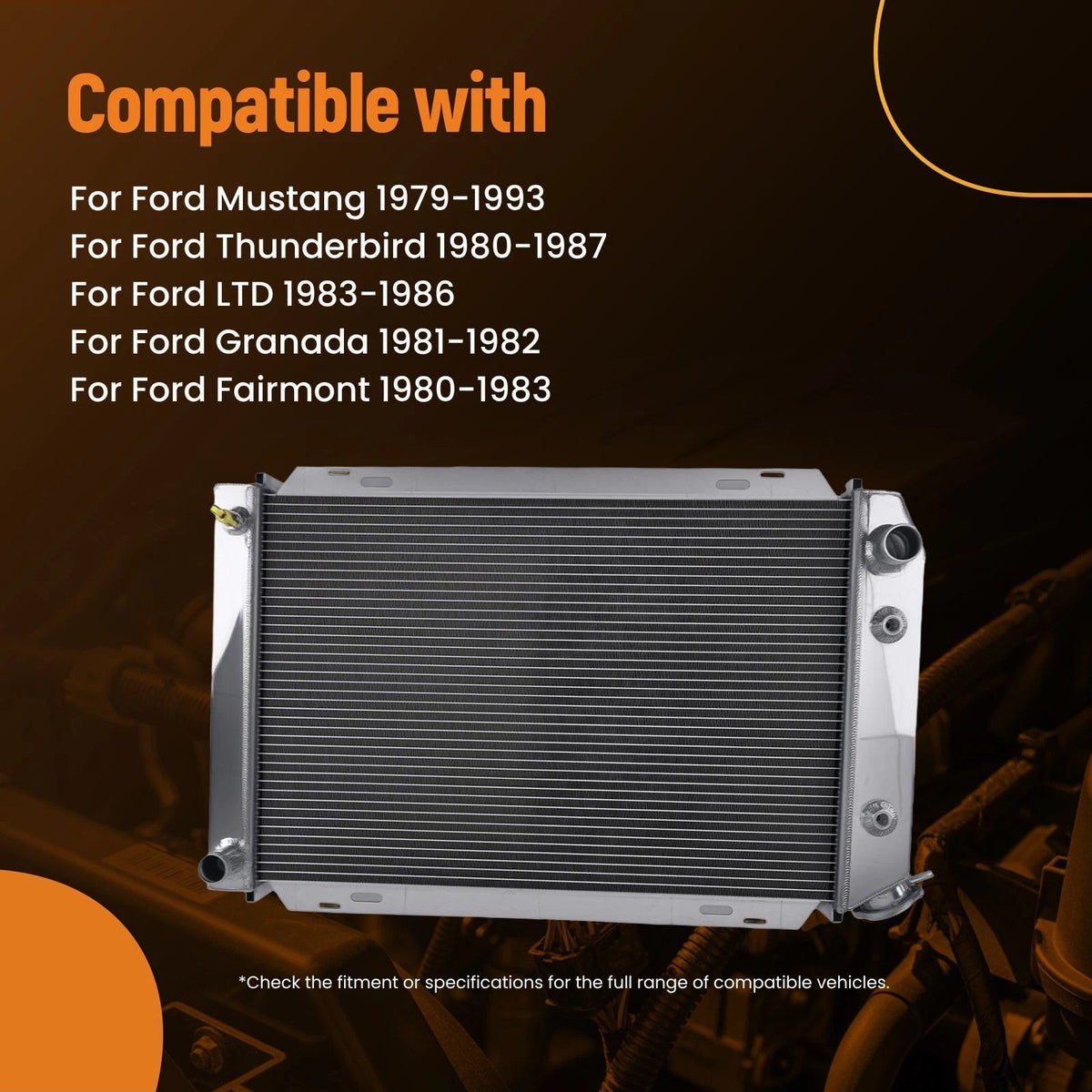 3-Row Aluminum Radiator for Ford Granada/Mercury Marquis (1981–1986) CU138