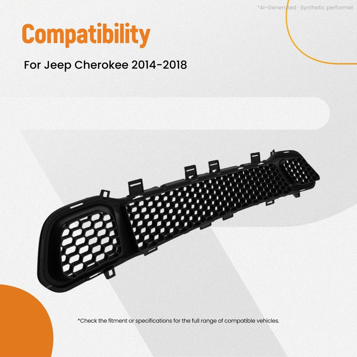 Front Lower Grille for Jeep Cherokee (2014–2018) Plastic Black 68203216AA