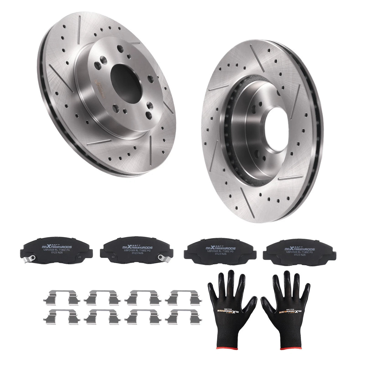 Front Drilled Slotted Brake Rotors & Pads for Honda Civic DX EX LX (2006–2011) P465A