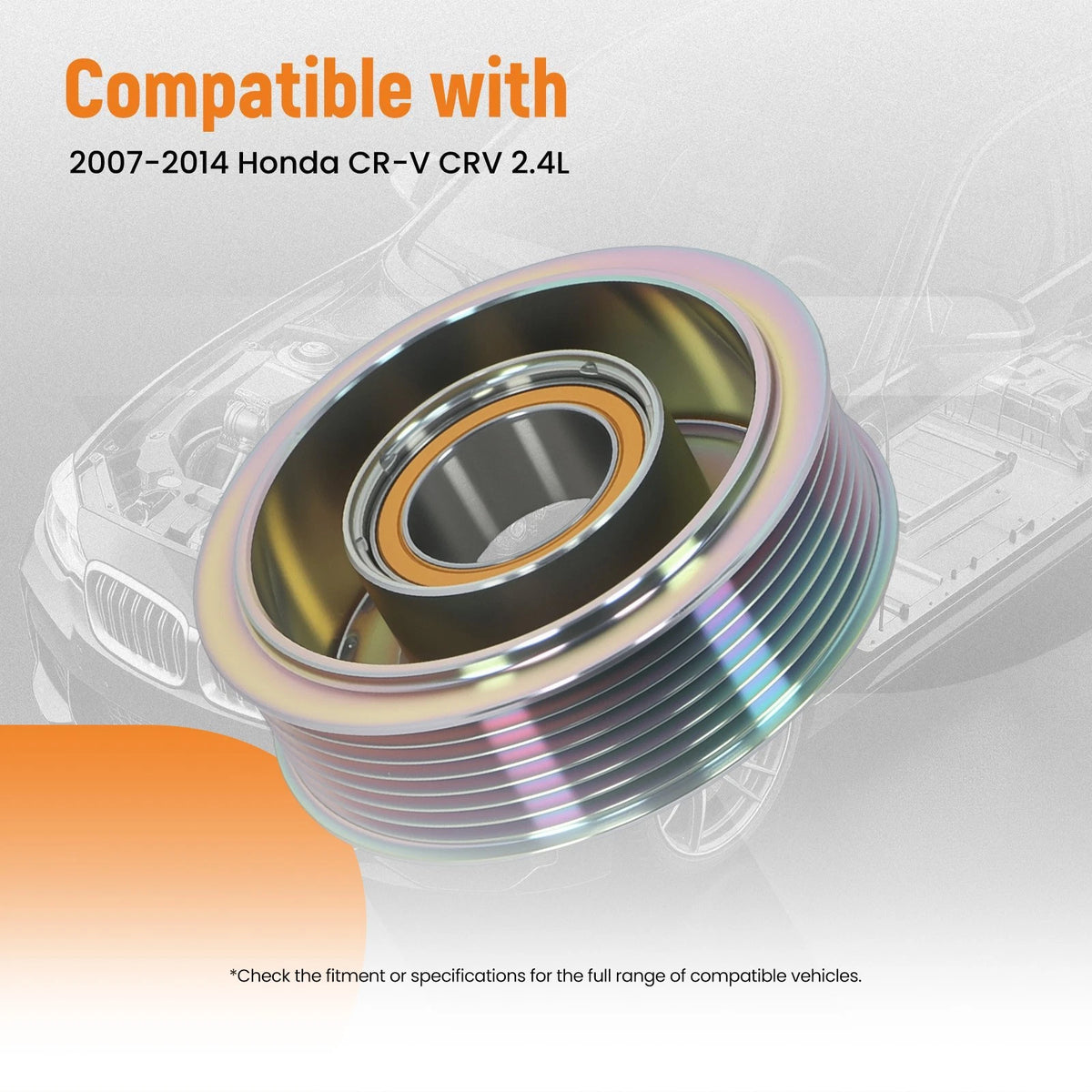 7PK Air Conditioning Compressor Clutch Kit for Honda CR-V (2007–2015) Civic (2012–2014) 2.4L