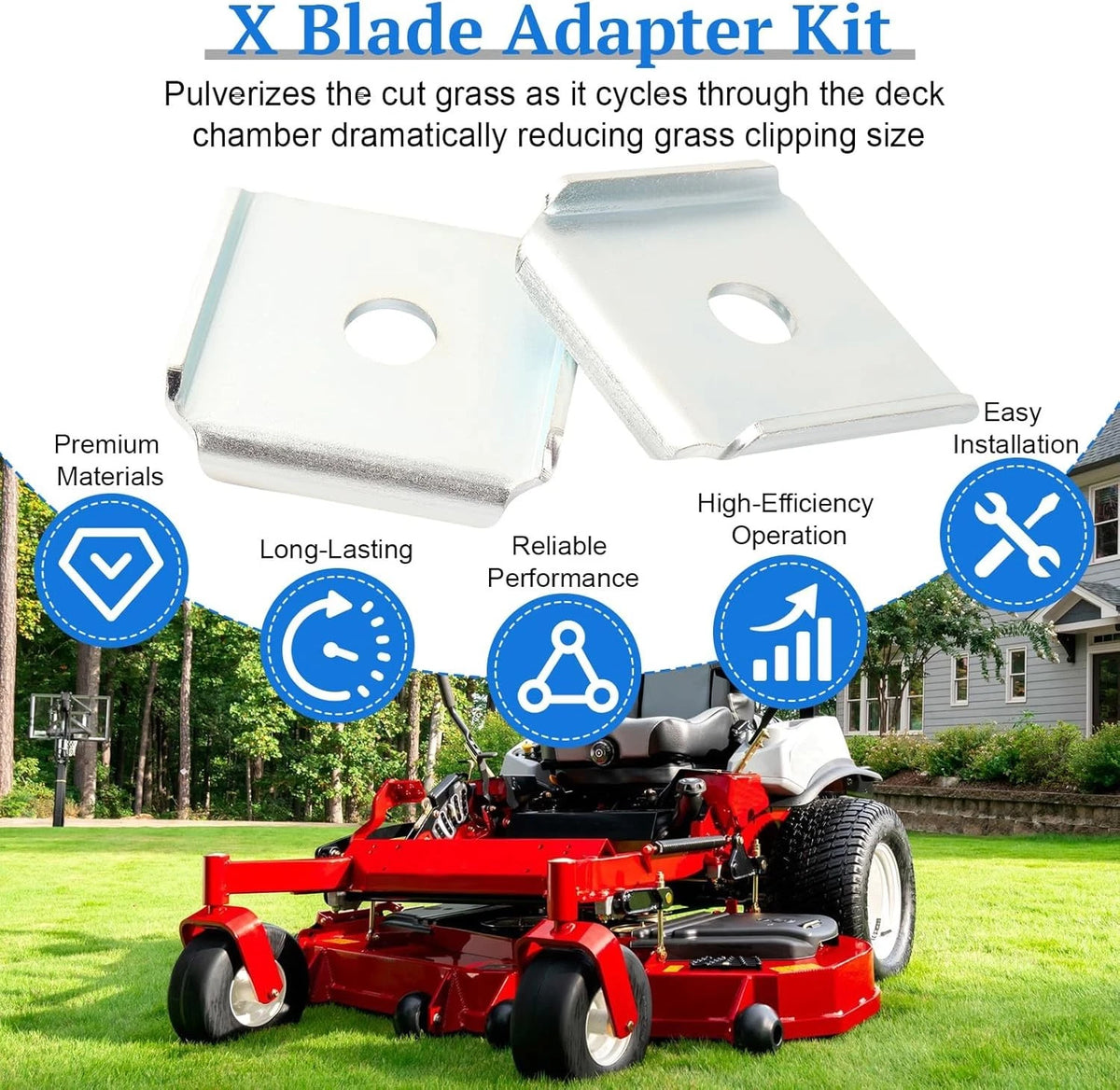 Set of 6 X-Blade Dual Mulching Blade Adapters for Standard Commercial Mowers