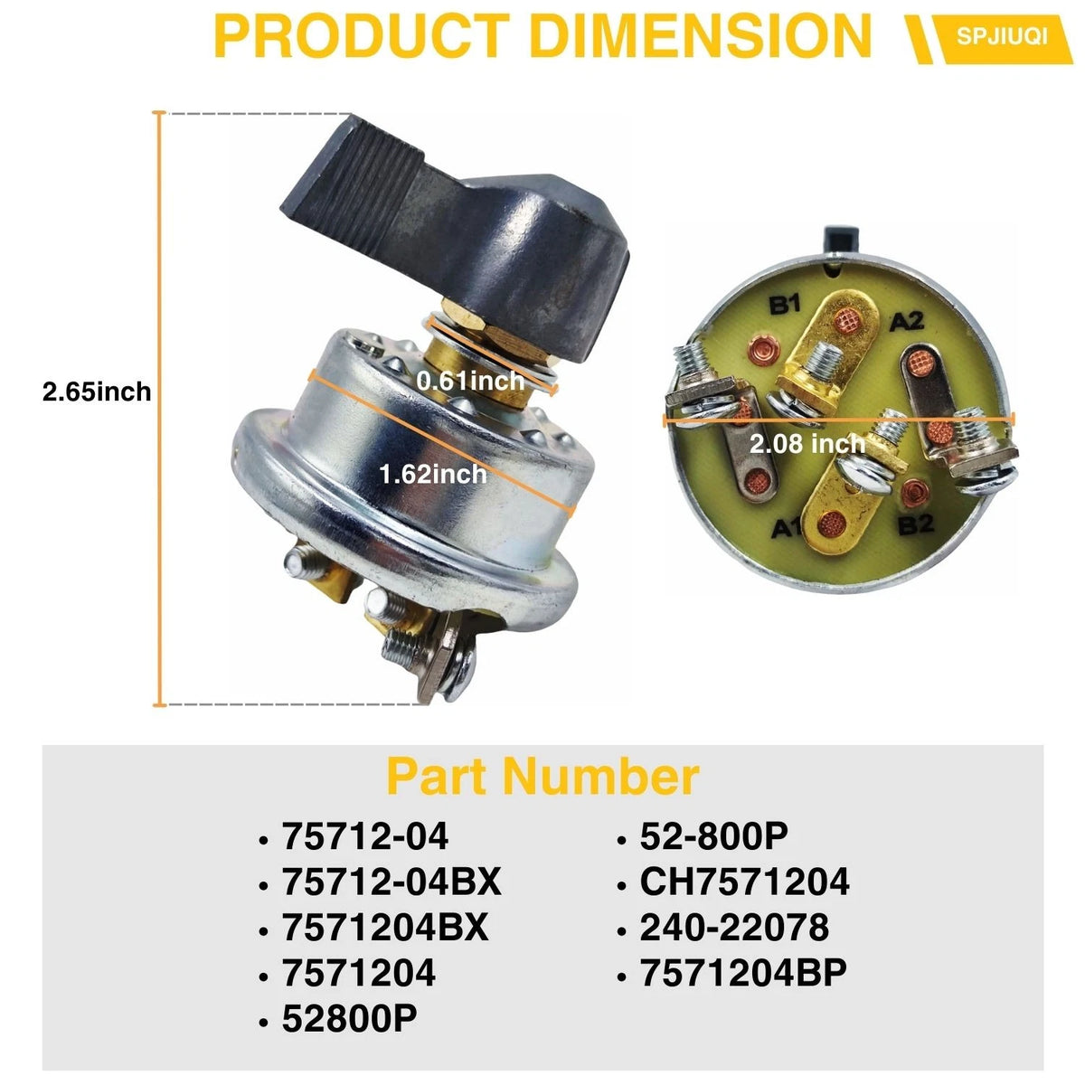 2Pcs 12V 50A Rotary Switch for Cole Hersee Tarp Winch Motor (75712-04)