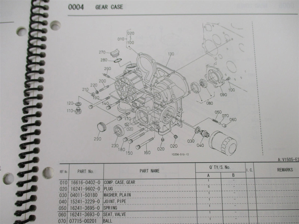 Illustrated Parts List Manual for Kubota V1505-E2JB-JLG-1