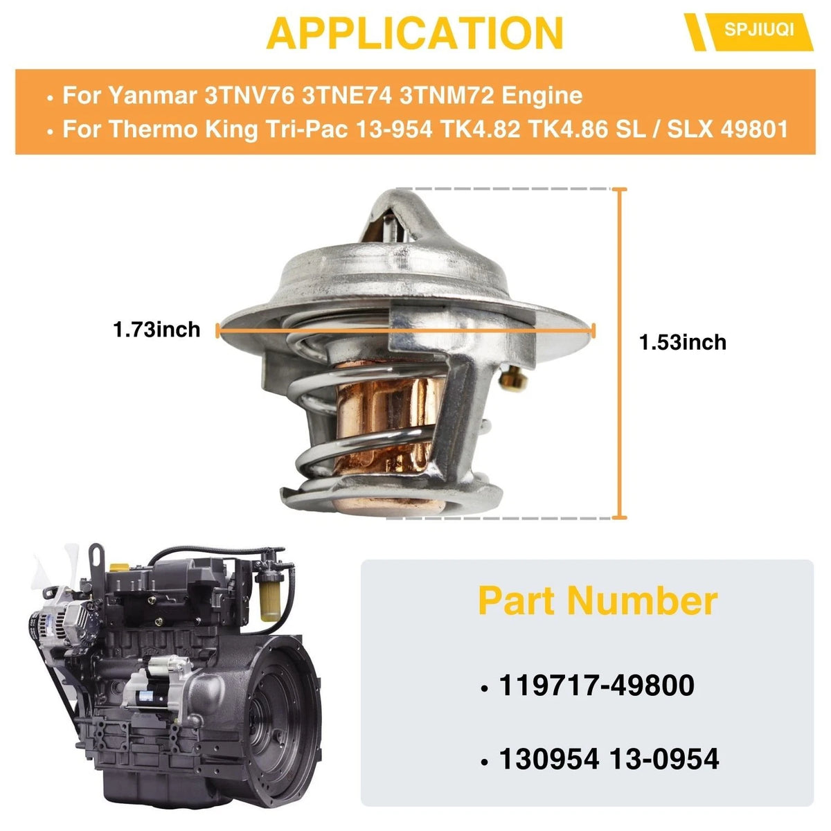 71°C Thermostat 119717-49800 130954 for Thermo King TK4.82 TK4.86 (1990–2023)