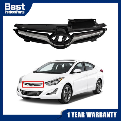 Front Upper Bumper Grille with Chrome Trim for Hyundai Elantra (2014–2015) HY1200173