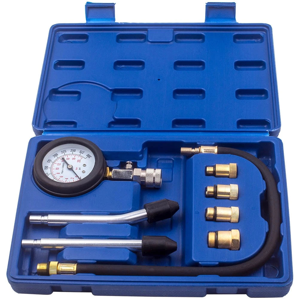 Engine Cylinder Compression Pressure Tester Gauge Kit M10x1.0 for Cars