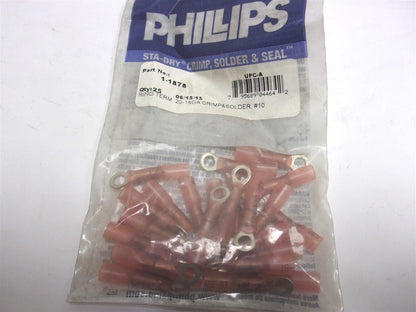 Set of 25 Heat Shrink Ring Terminals for Phillips #10 Stud (22-18 Gauge)
