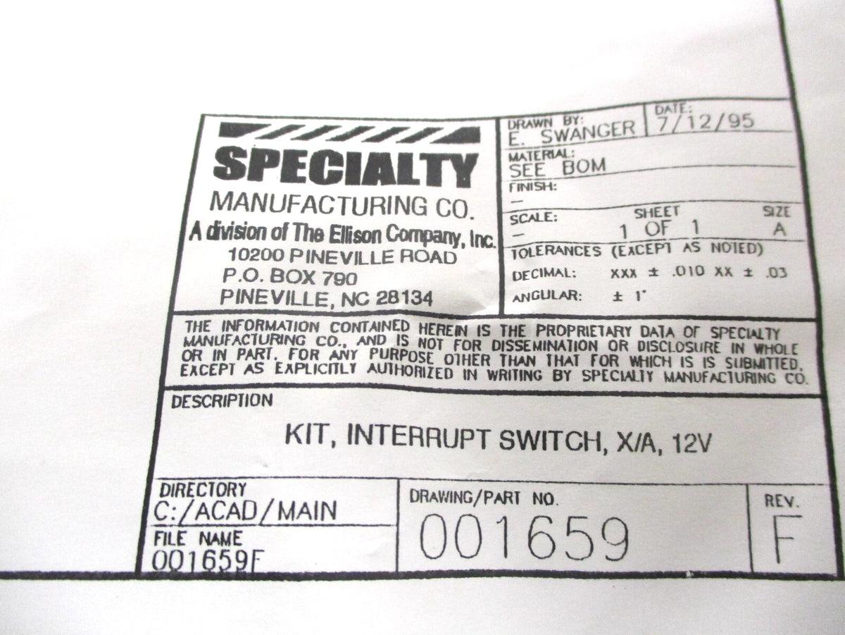 Crossing Arm Interrupt Switch Kit for Amtran IC School Bus (12V)