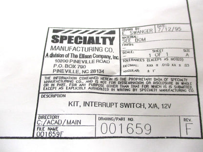 Crossing Arm Interrupt Switch Kit for Amtran IC School Bus (12V)