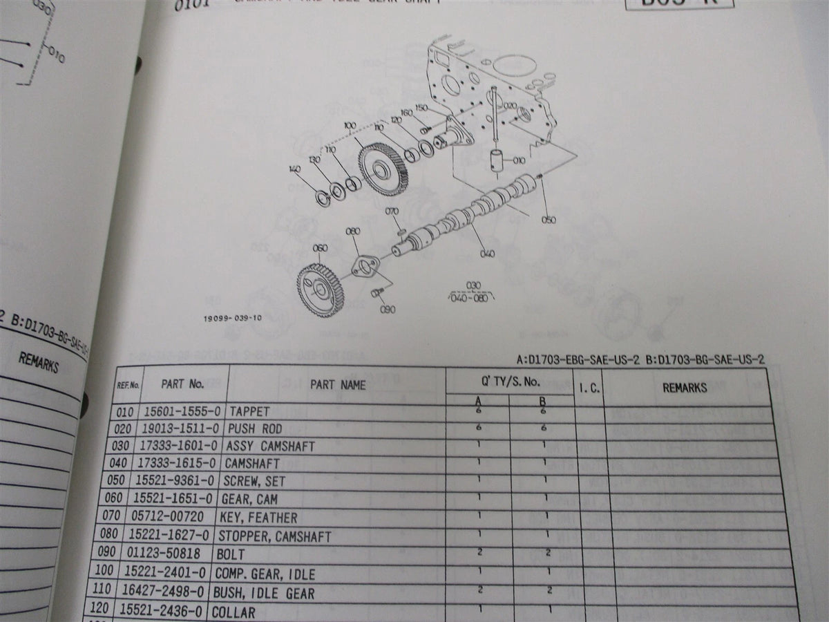 Illustrated Parts List Manual for Kubota D1703-EBG-SAE-US-2 Engines