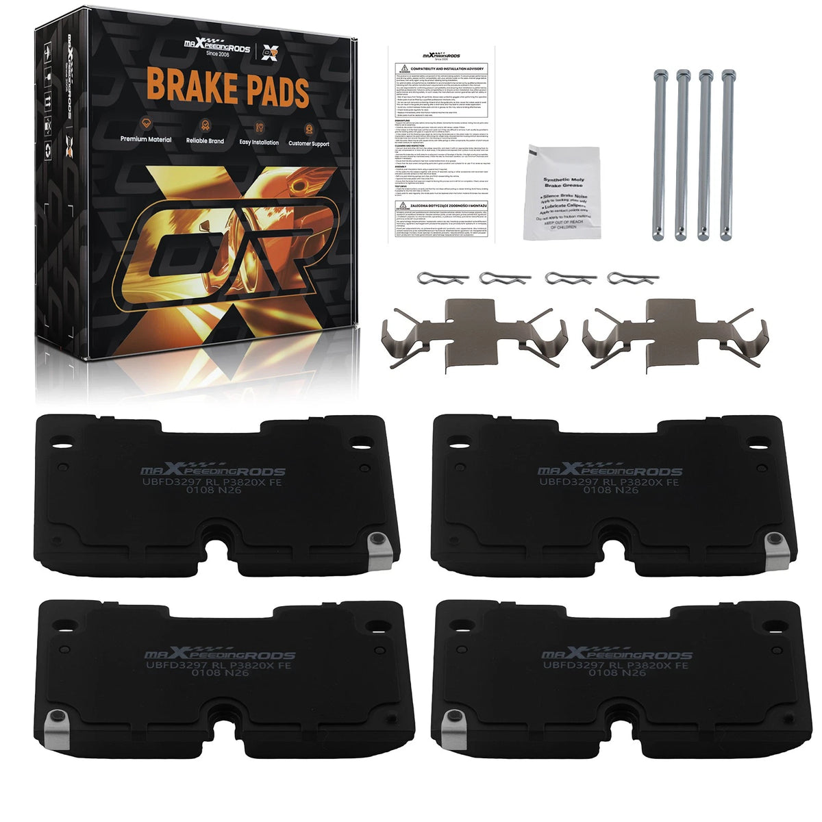 Front Left & Right Brake Pads Kit for GMC Sierra/Chevrolet Silverado 1500 (2019–2024)