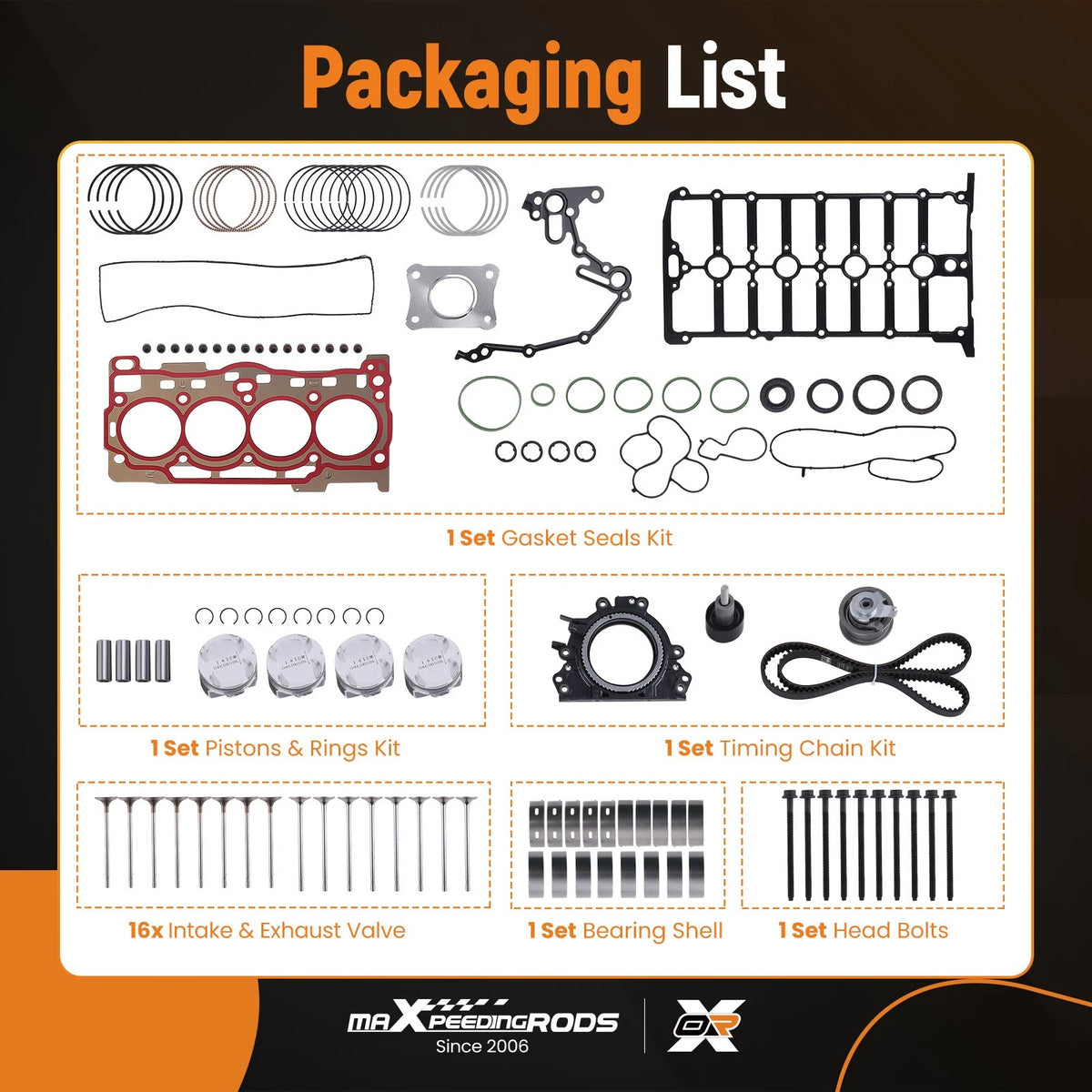 Engine Overhaul Pistons Rebuild Kit for Audi A3 VW Jetta Golf (2012–2020)