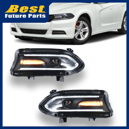 2X LED Dual Beam Projector Headlights for Dodge Charger (2015–2020)