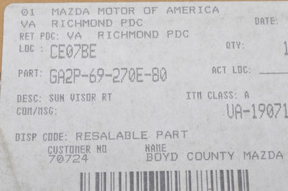 Right Sun Visor for Mazda (GA2P-69-270E-80)