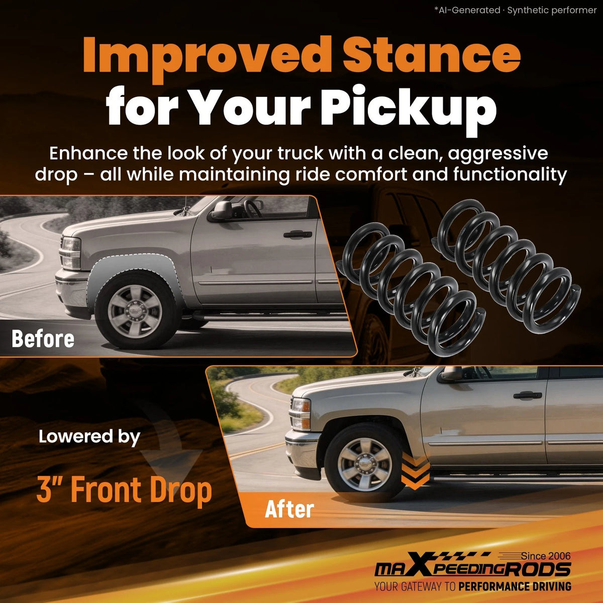 Front 3" Drop Coil Springs for Chevrolet Silverado GMC Sierra 1500 (1999–2007)