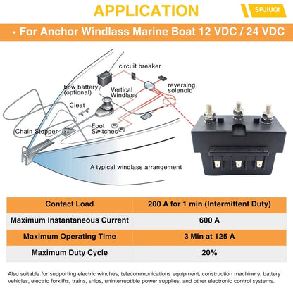 12V 6000W Windlass Solenoid Reversing Contactor for Marine Boat
