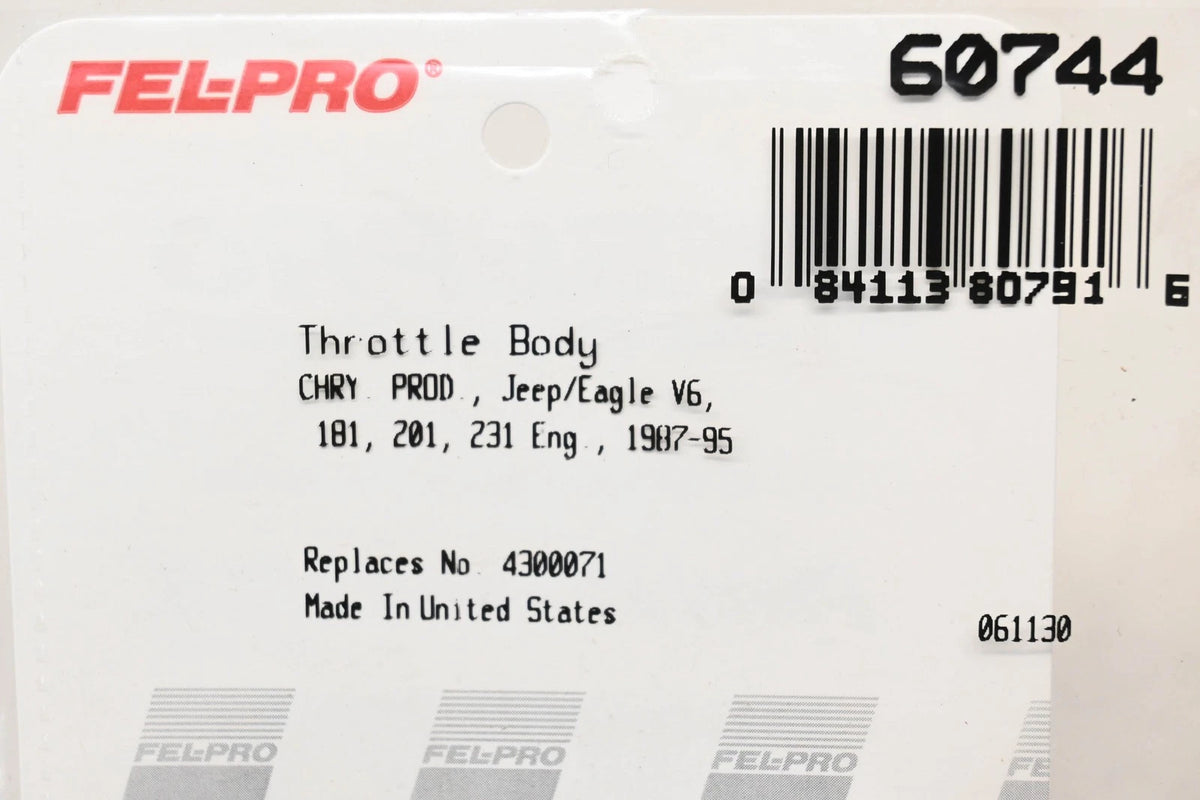 Fel-Pro 60744, 4300071 Throttle Body Mounting Gasket for