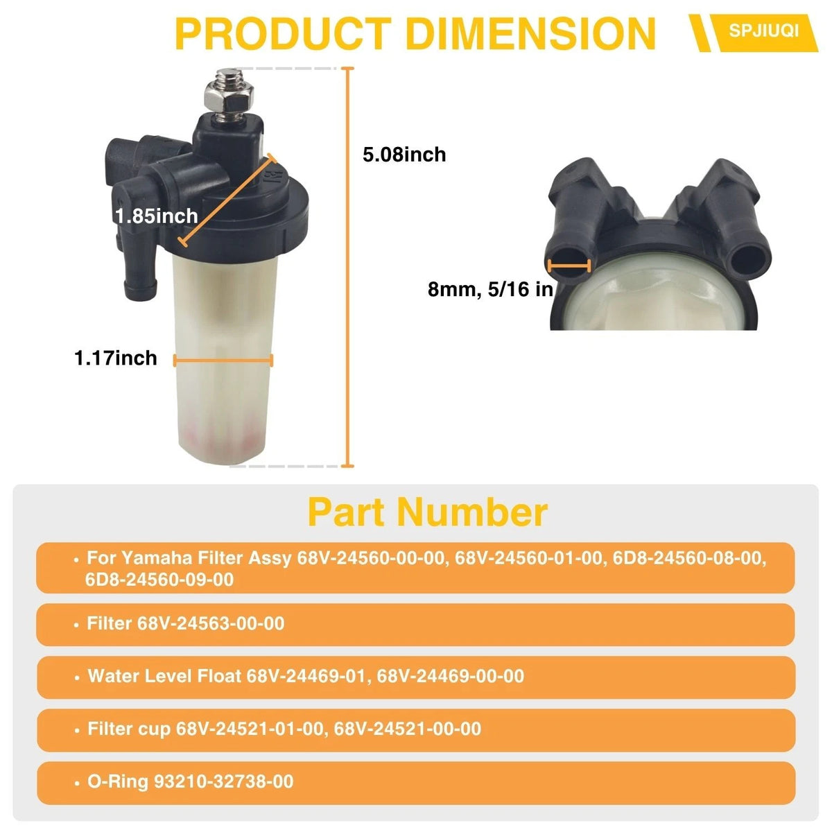 Fuel Filter Assembly 68V-24560-00 for Yamaha Outboard 40-90HP
