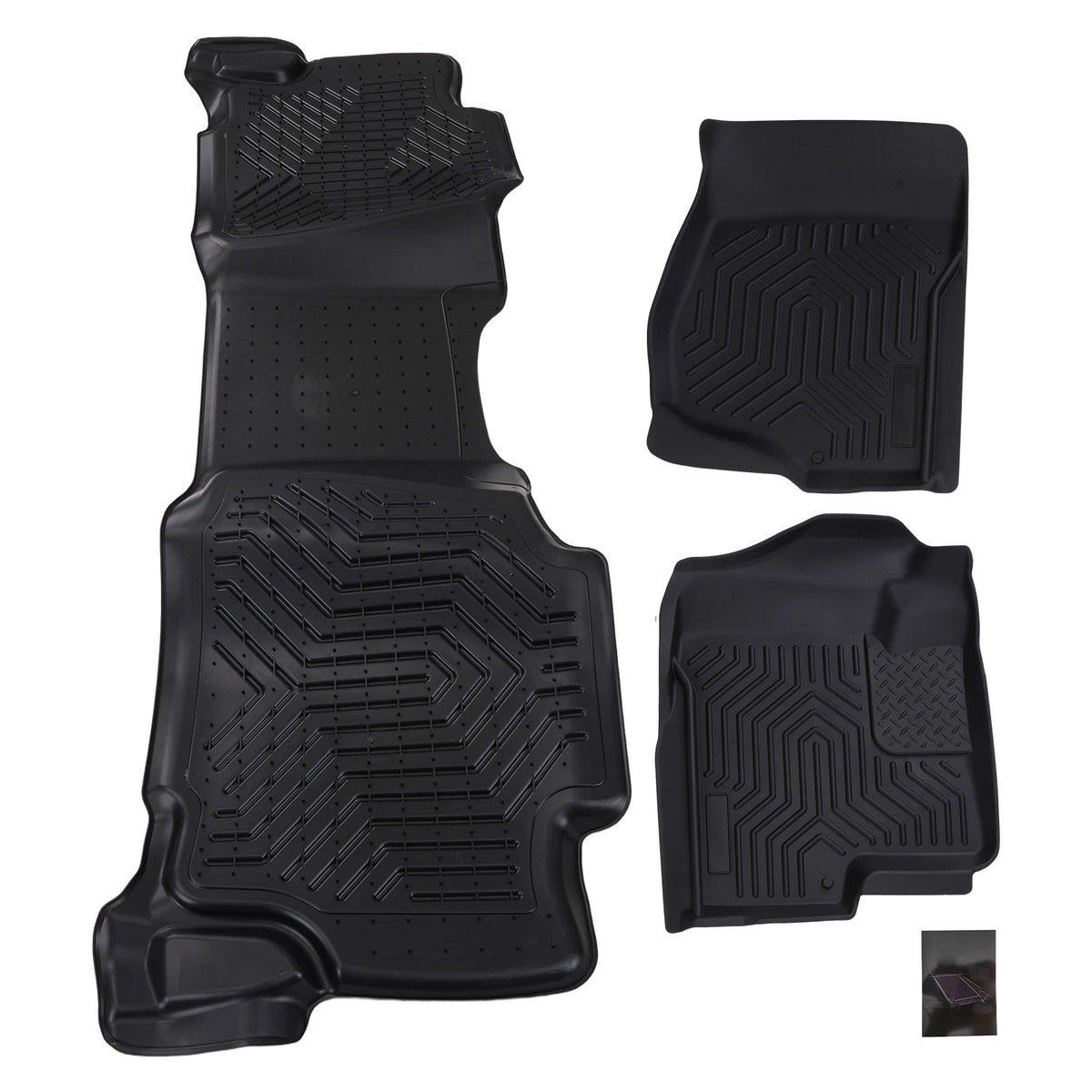 Set of 4 Carpet Floor Mats for GMC Sierra 1500 Crew Cab (2007–2013) Black TPE Anti-Slip