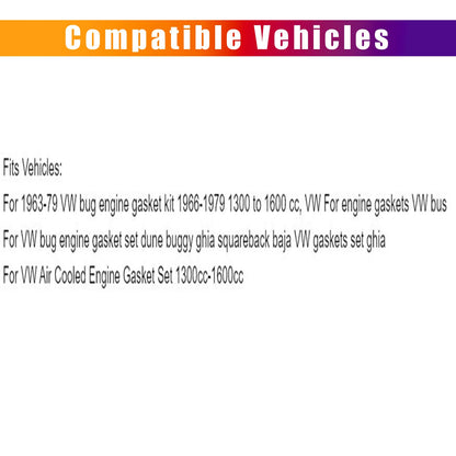 Complete Engine Gasket Set for Volkswagen Super Beetle (1968–1979)