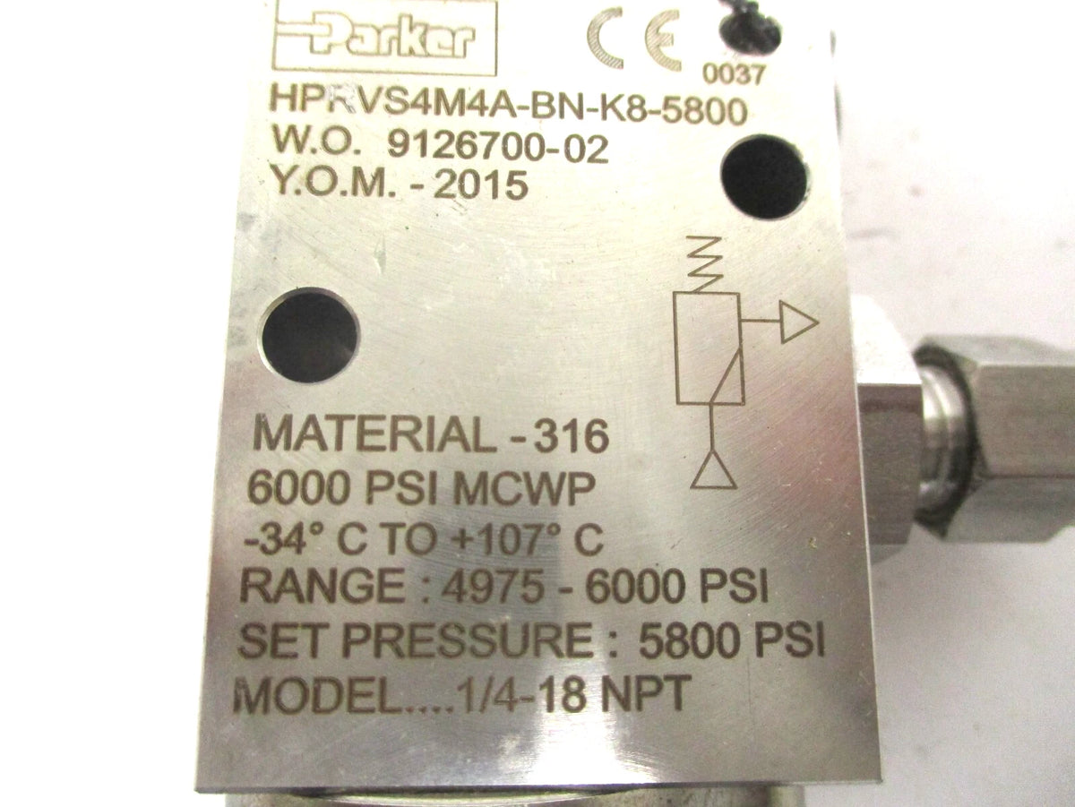 Parker Proportional Relief Valve HPRVS4M4A-BN-K8 5800 PSI for