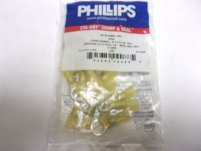 25X Heat Shrink Ring Terminal Yellow 12-10 Gauge 3/8" for Phillips (1936)