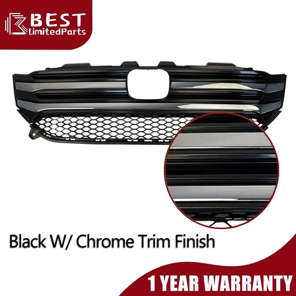 Front Upper Grille Bumper with Chrome for Honda Pilot (2016–2018)