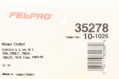 Set of 2 Water Outlet Gaskets for Fel-Pro 35278, 10-1026