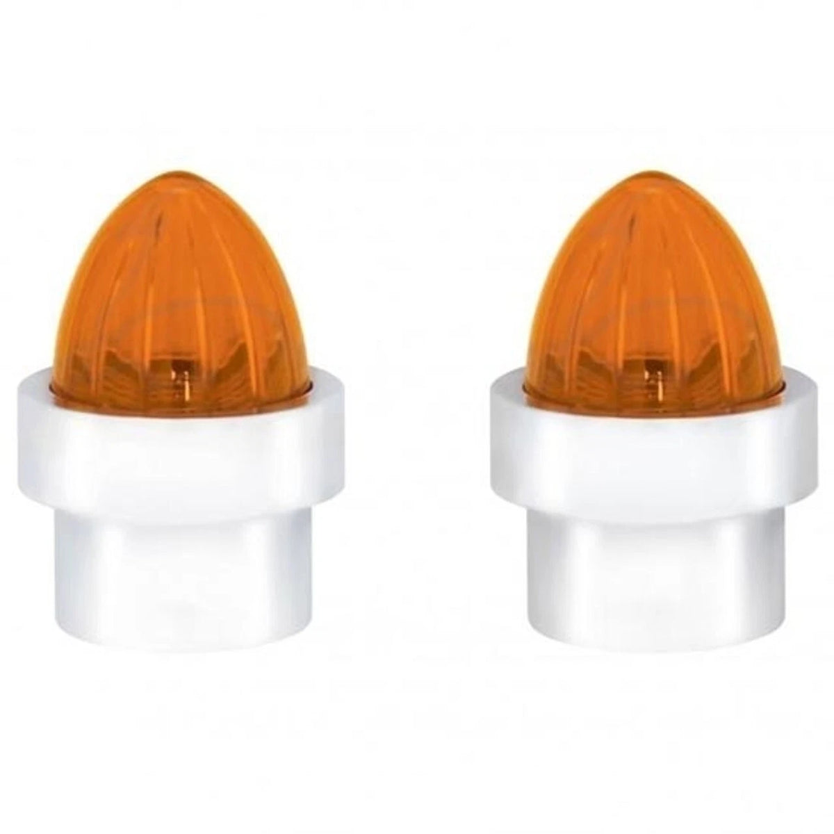 Chrome Bumper Guide Top with Amber Lens for - Pair