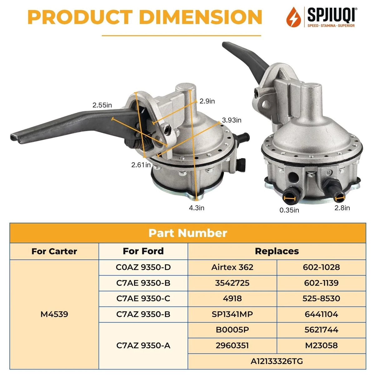 Fuel Pump 4918 SP1341MP for Mercury Commuter Villager Voyager Marauder (1963–1968)