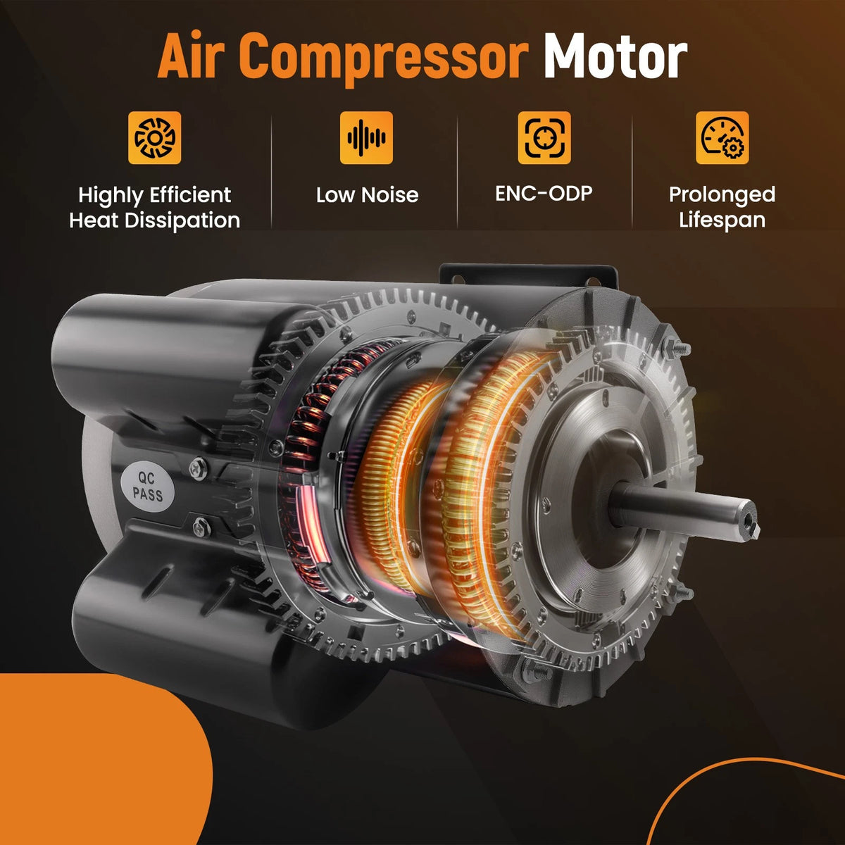 5HP SPL Air Compressor Electric Motor 3450 RPM 56 Frame 5/8" Keyed Shaft