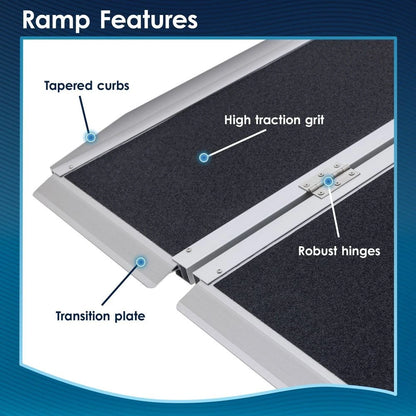 4' Aluminum Folding Mobility Wheelchair Scooter Ramp