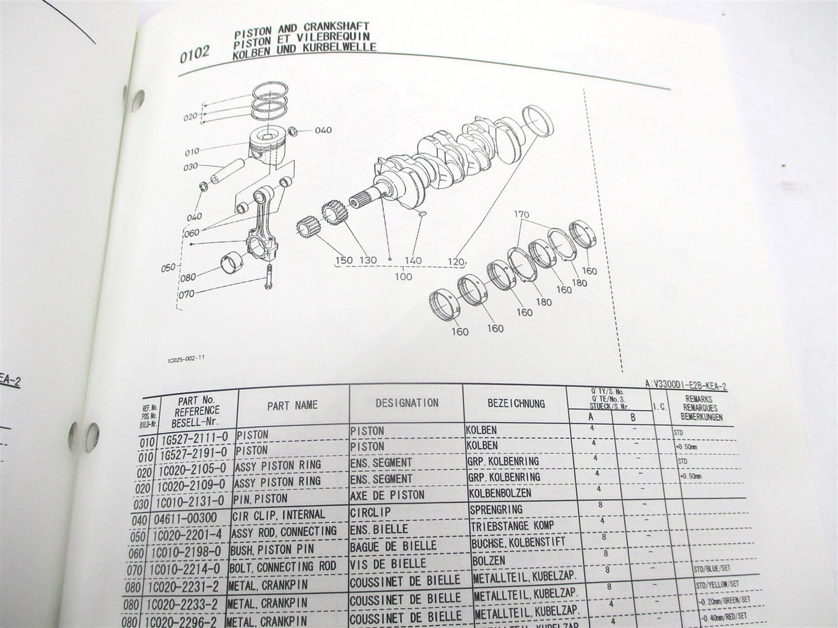Illustrated Parts List Manual for Kubota V3300DI-E2B-KEA-2 Engine