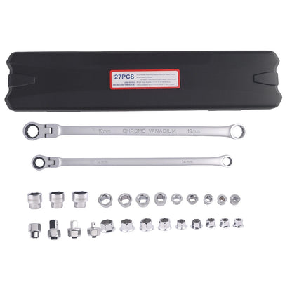 Set of 27 Extra Long Flex Head Ratcheting Wrenches 8-22mm