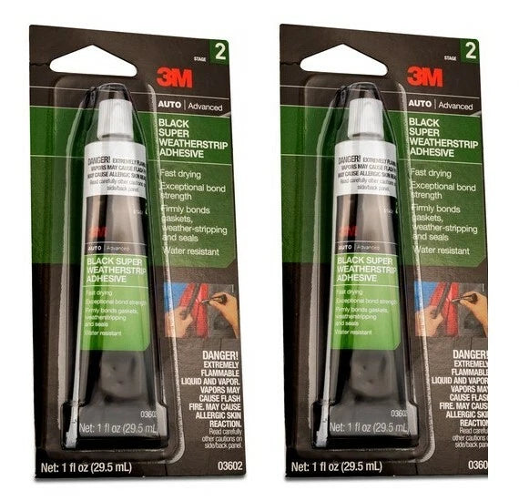 Set of 2 3M 03602 Super Black Weather-strip and Gasket Adhesive for All Models