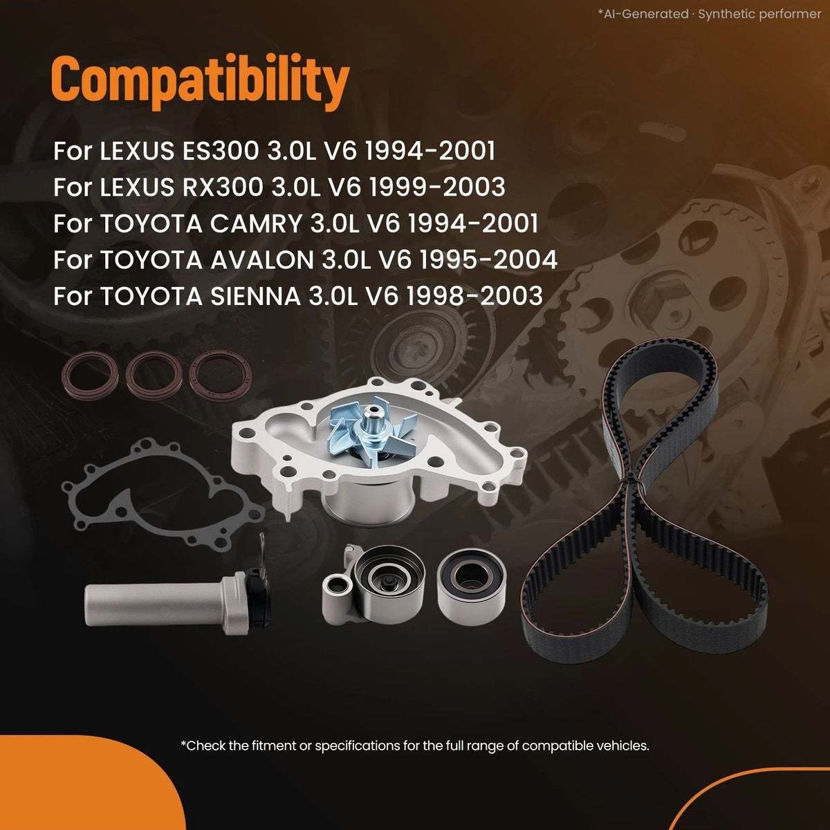 Timing Belt Kit Water Pump for Toyota Avalon Camry Sienna Solara (1994–2004)