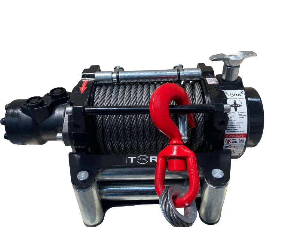15000 lbs Hydraulic Winch with Hook and 82 ft Steel Cable for TORA