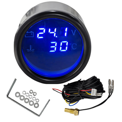Dual Readout LCD 2 in 1 Gauge Water Temp Indicator & Voltage Meter for Pickup